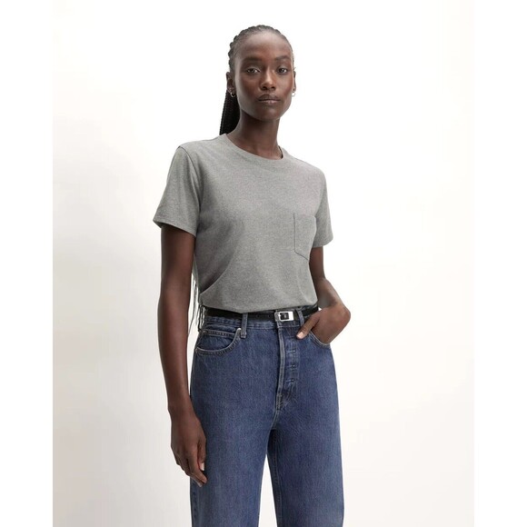 EVERLANE The Organic Cotton Box-Cut Pocket Tee Heathered Charcoal Size M EUC!!! - Picture 1 of 5